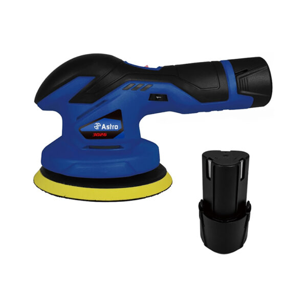 Astro Pneumatic 12V Cordless 3026 Variable Speed Palm Polisher W/ 2 Batteries