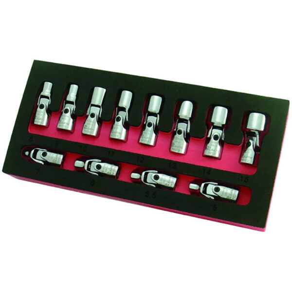 Astro Pneumatic 12PC 7412 1/4'' Drive Flex Socket Set, 6 Point, Metric